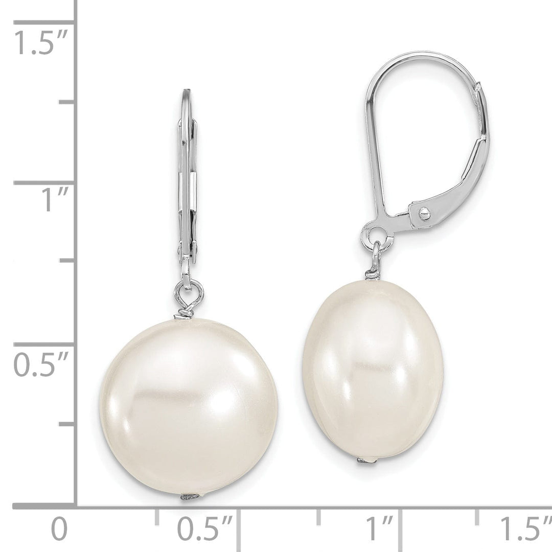 Majestik Coin White Pearl Leverback Earrings