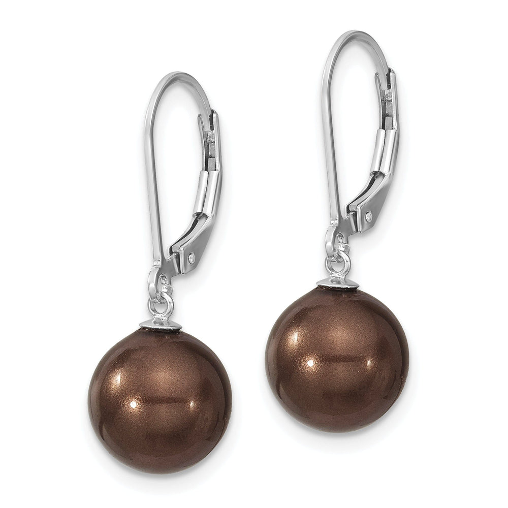 Majestik Round Brown Pearl Leverback Earring