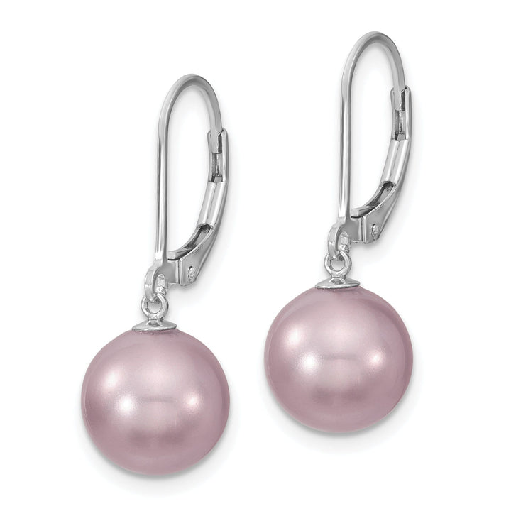 Majestik Round Purple Pearl Leverback Earring