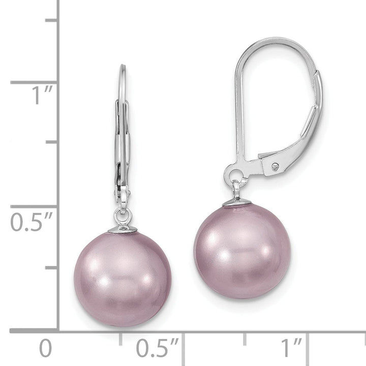 Majestik Round Purple Pearl Leverback Earring