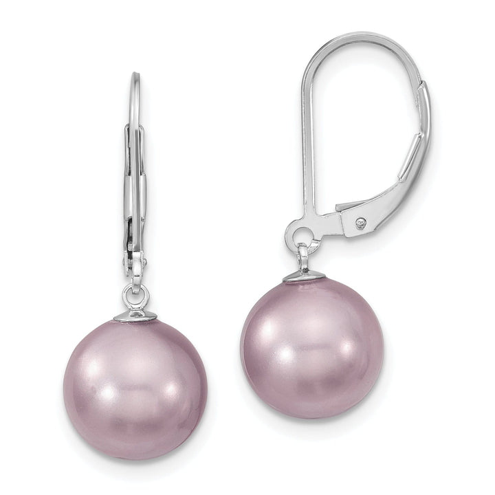 Majestik Round Purple Pearl Leverback Earring
