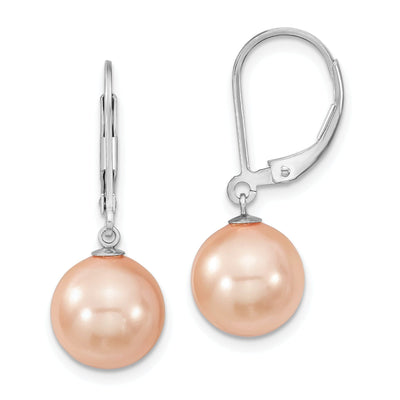 Majestik Round Pink Pearl Leverback Earrings at $ 26.33 only from Jewelryshopping.com