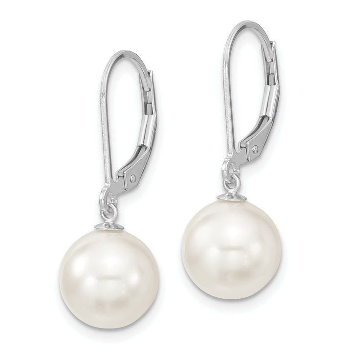 Majestik Round White Pearl Leverback Earring