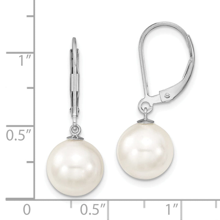 Majestik Round White Pearl Leverback Earring