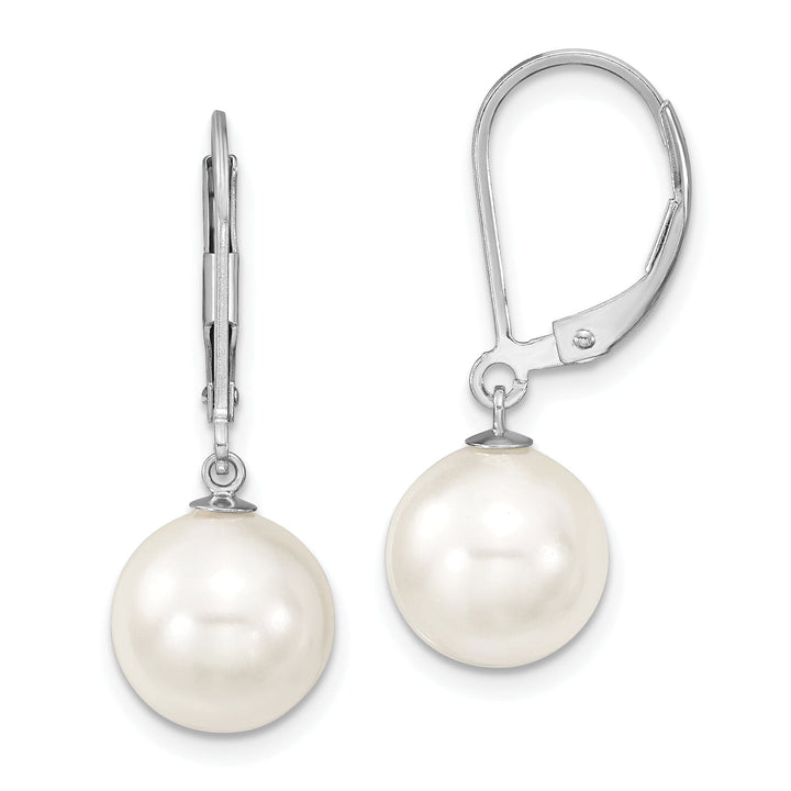 Majestik Round White Pearl Leverback Earring