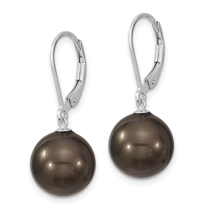 Majestik Round Black Pearl Leverback Earrings