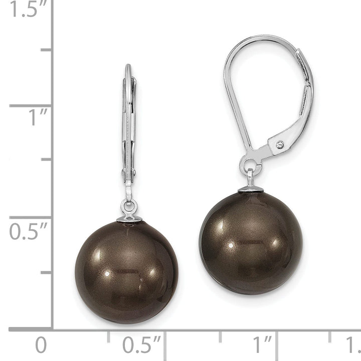 Majestik Round Black Pearl Leverback Earrings