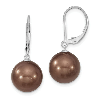 Majestik Round Brown Pearl Leverback Earrings at $ 27.26 only from Jewelryshopping.com