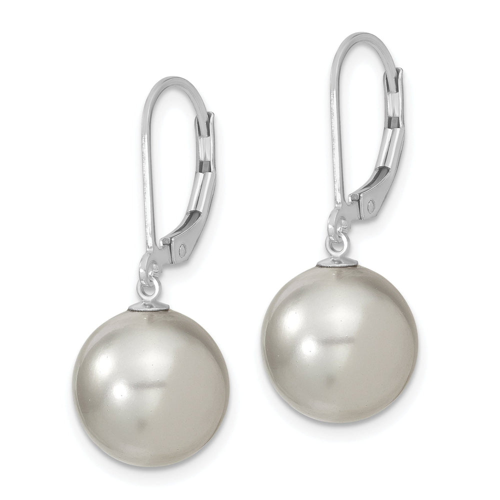 Majestik Round Grey Pearl Leverback Earrings