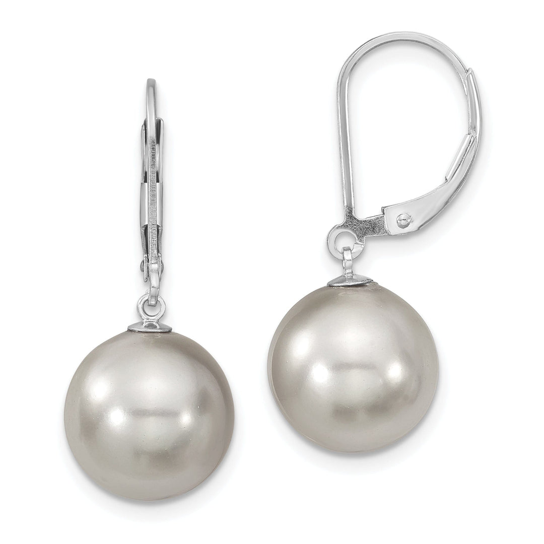 Majestik Round Grey Pearl Leverback Earrings