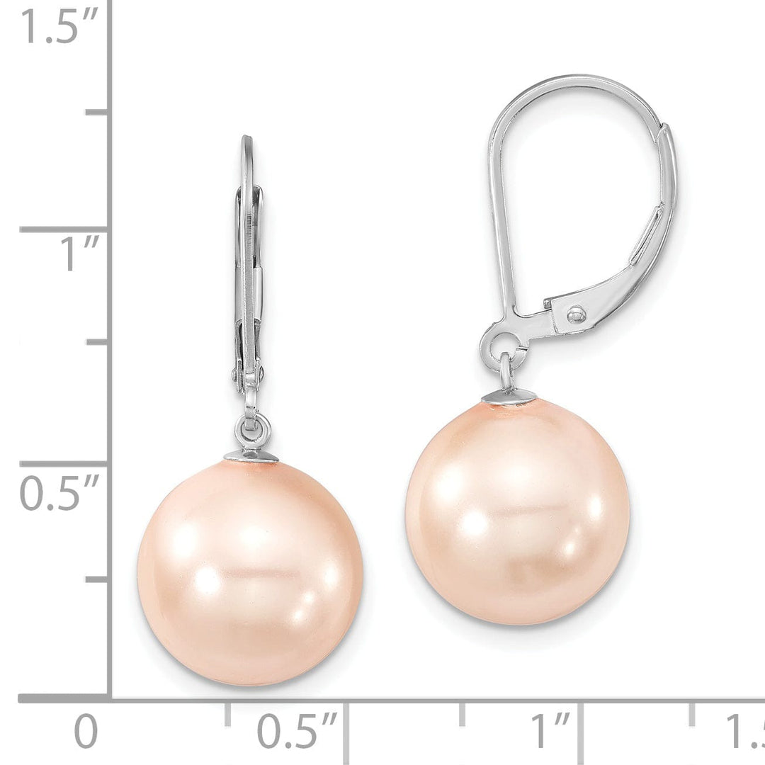 Majestik Round Pink Pearl Leverback Earrings