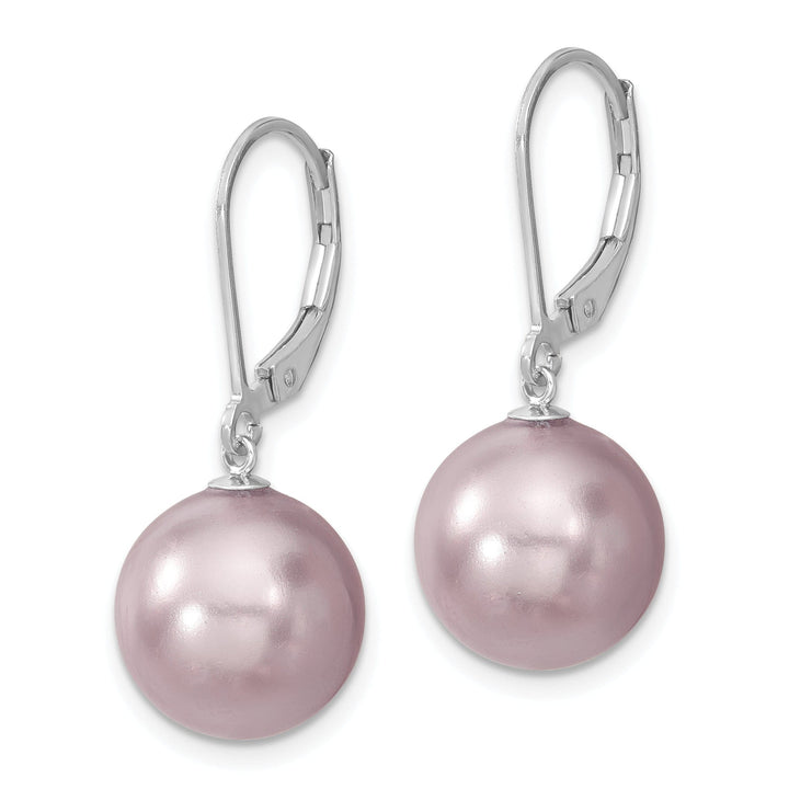 Majestik Round Purple Pearl Leverback Earring