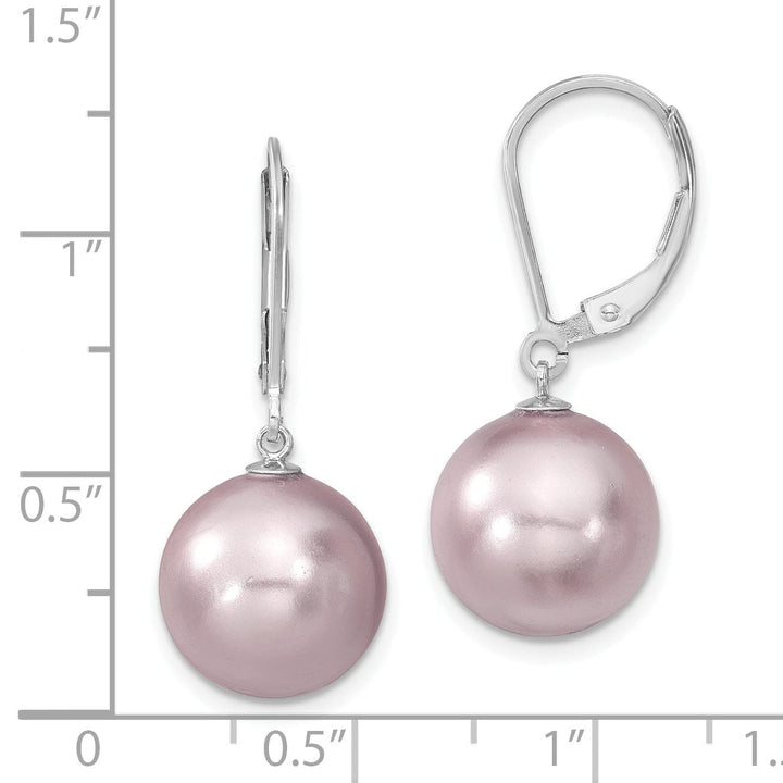 Majestik Round Purple Pearl Leverback Earring