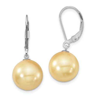 Majestik Round Yellow Pearl Leverback Earring at $ 27.26 only from Jewelryshopping.com
