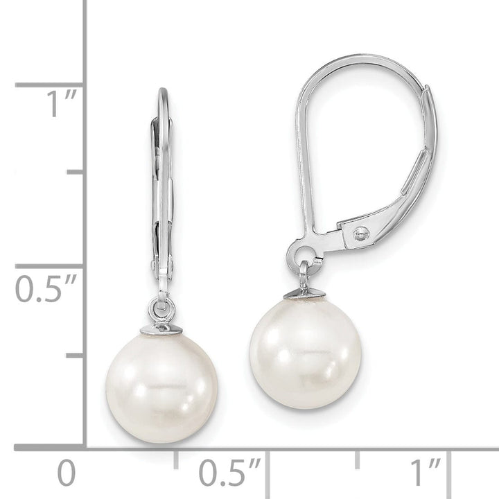 Majestik Round White Pearl Leverback Earrings