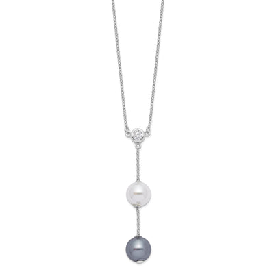 Majestik White and Grey Shell Pearl CZ Necklace at $ 66.38 only from Jewelryshopping.com