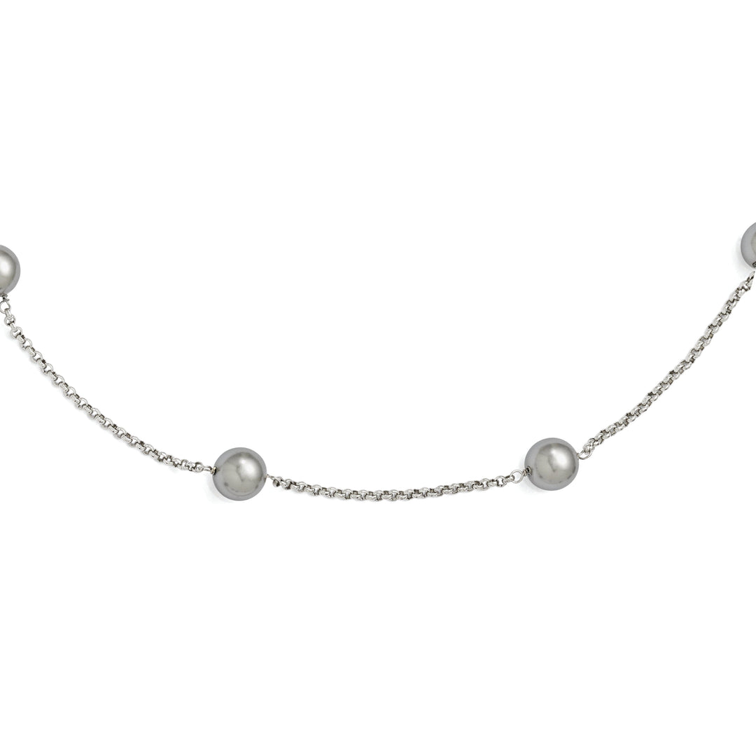 Majestik Grey Shell Pearl 7 Station Necklace