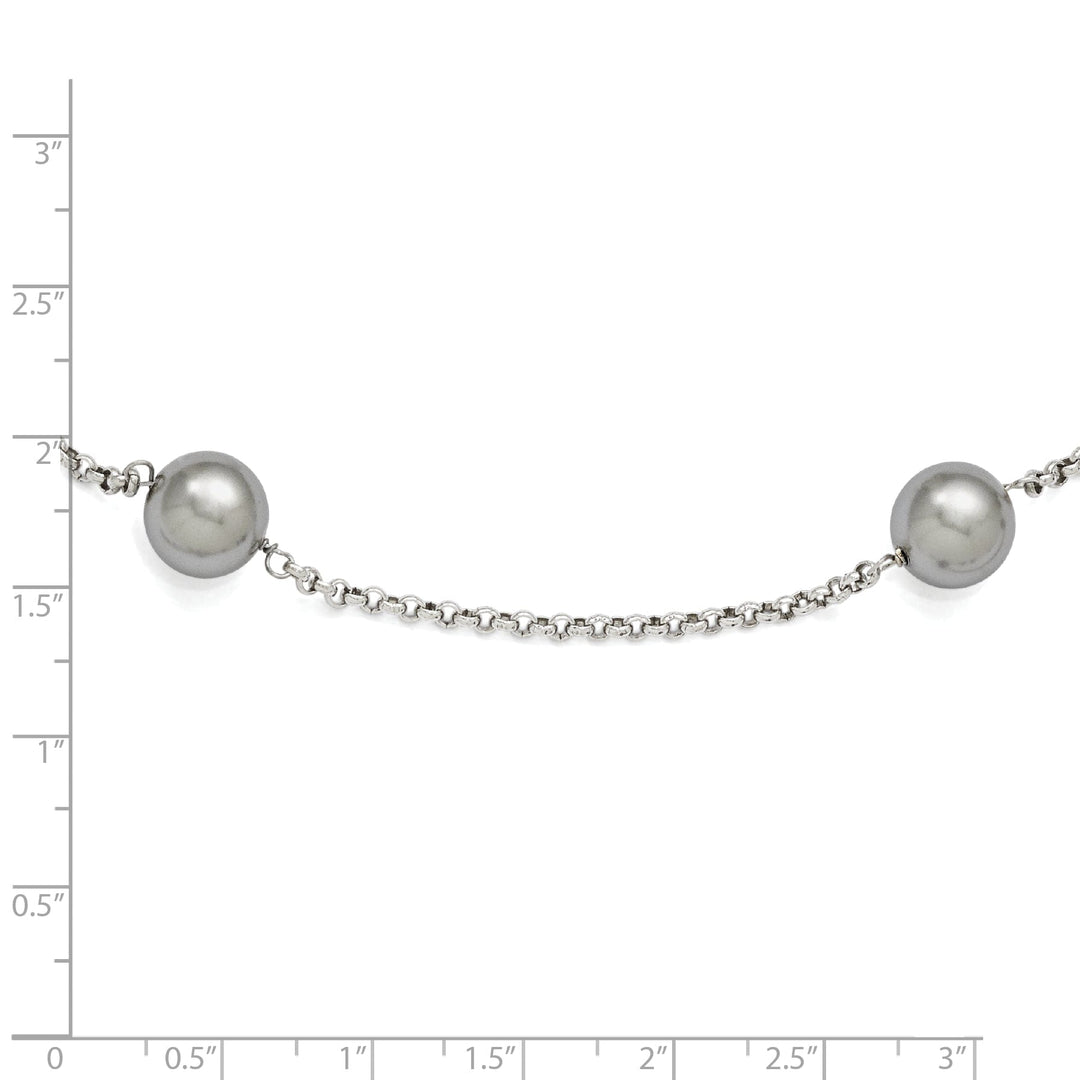 Majestik Grey Shell Pearl 7 Station Necklace