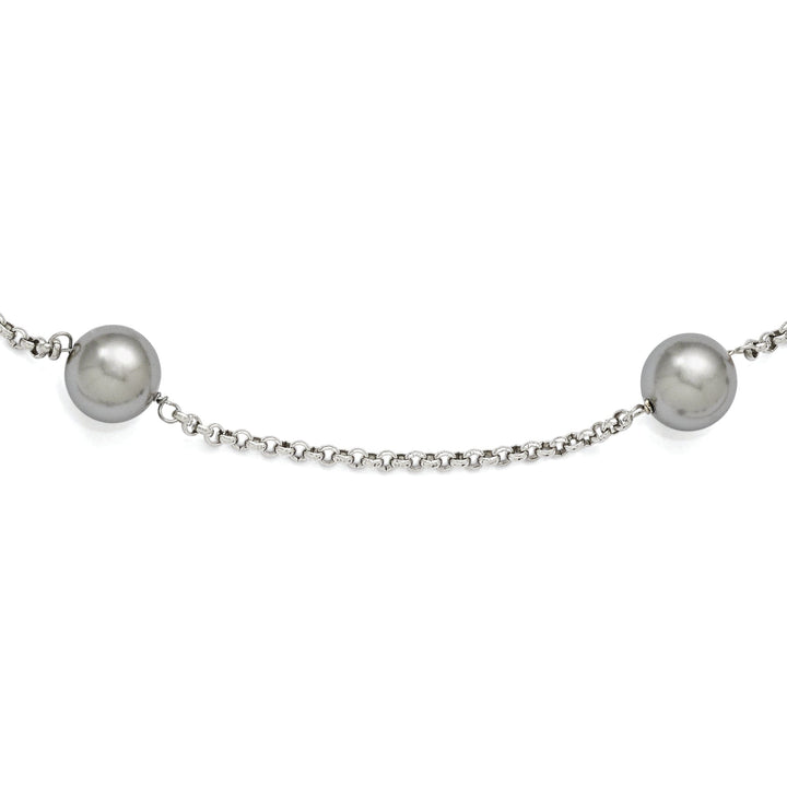 Majestik Grey Shell Pearl 7 Station Necklace