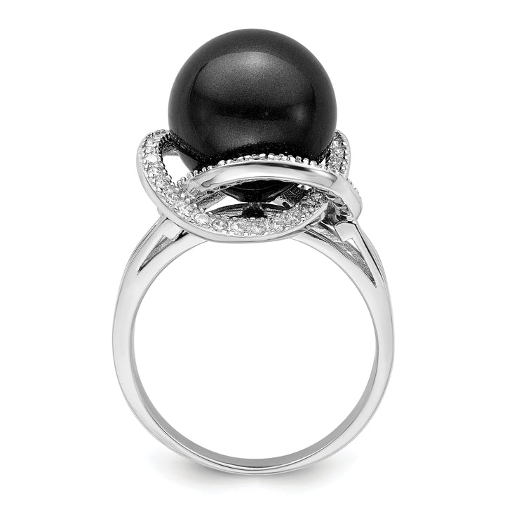 Majestik Black Shell Pearl Cubic Zirconia Ring
