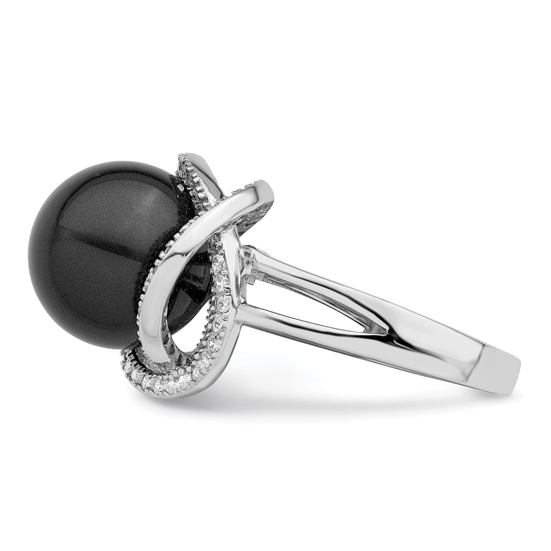 Majestik Black Shell Pearl Cubic Zirconia Ring