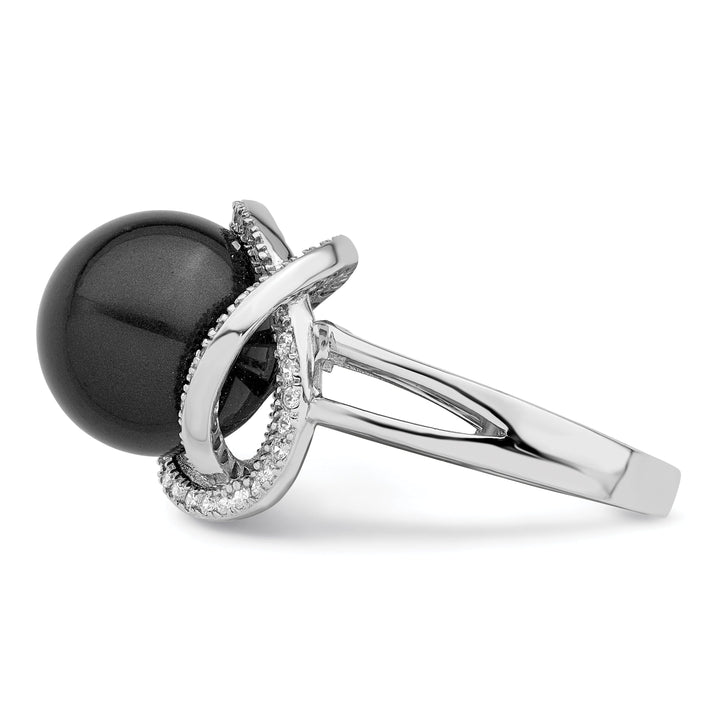 Majestik Black Shell Pearl Cubic Zirconia Ring