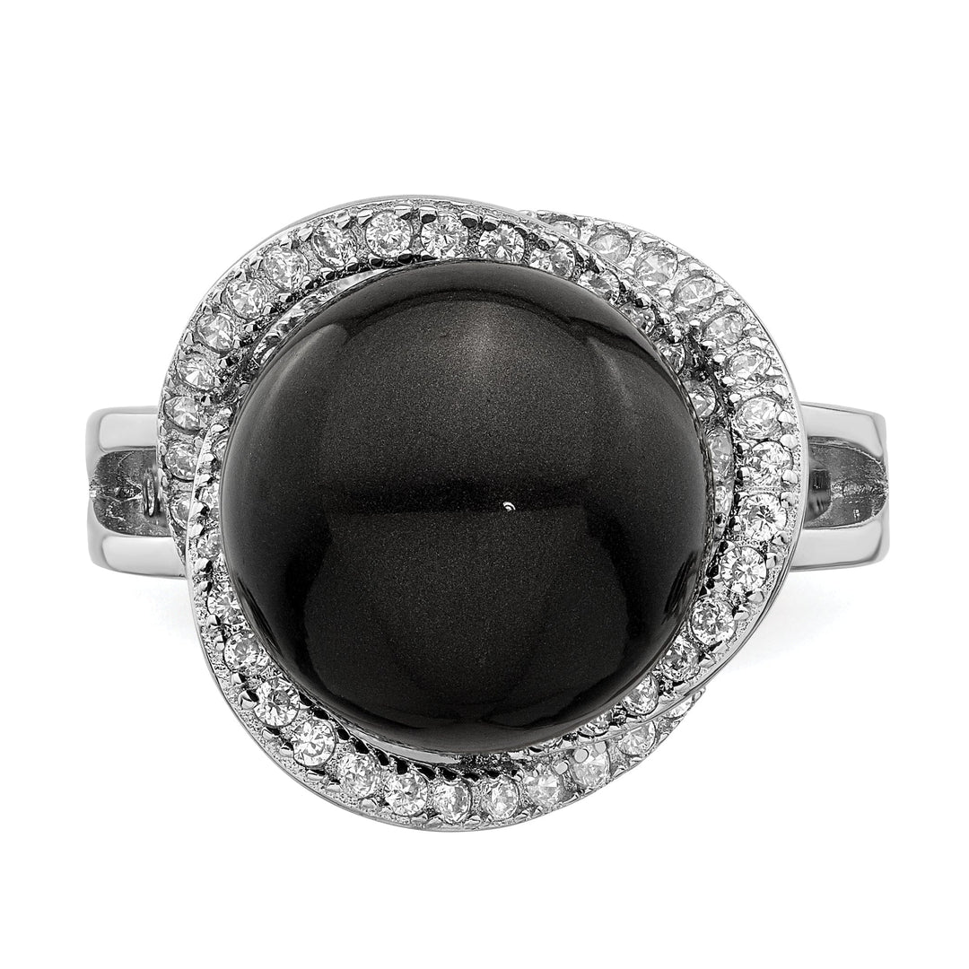 Majestik Black Shell Pearl Cubic Zirconia Ring