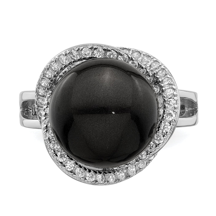 Majestik Black Shell Pearl Cubic Zirconia Ring