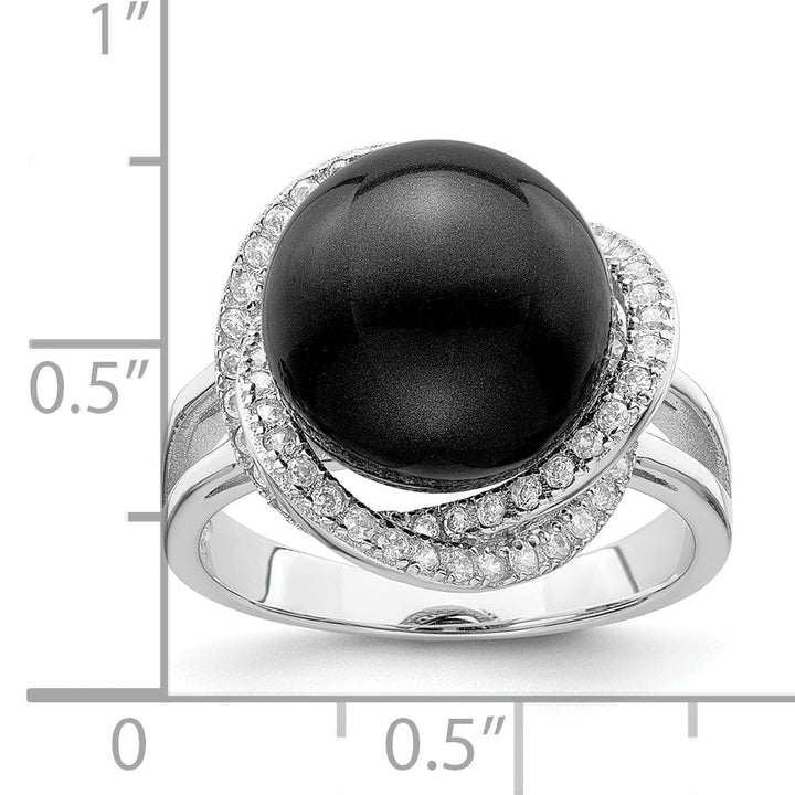Majestik Black Shell Pearl Cubic Zirconia Ring