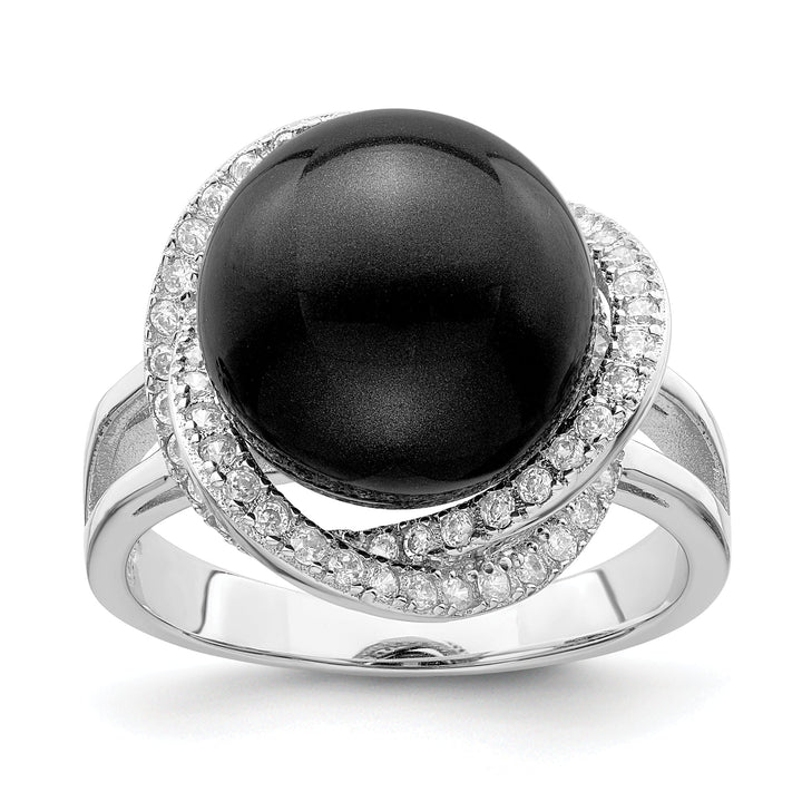 Majestik Black Shell Pearl Cubic Zirconia Ring