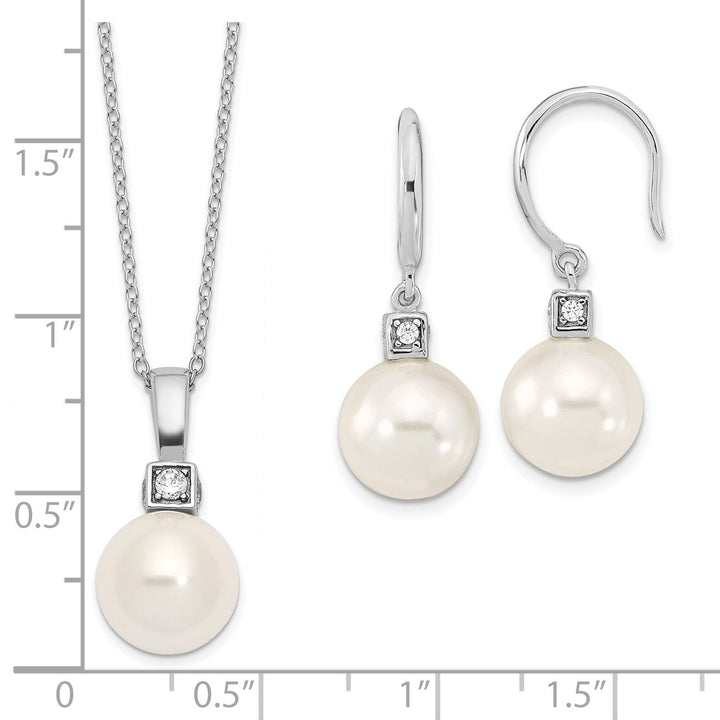 Majestik Pearl CZ Earring Necklace Set