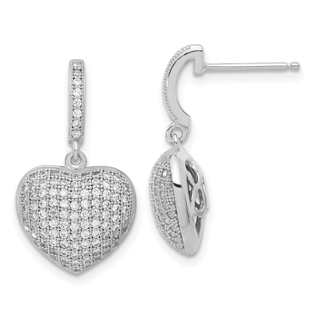 Sterling Silver Cubic Zirconia Heart Earrings