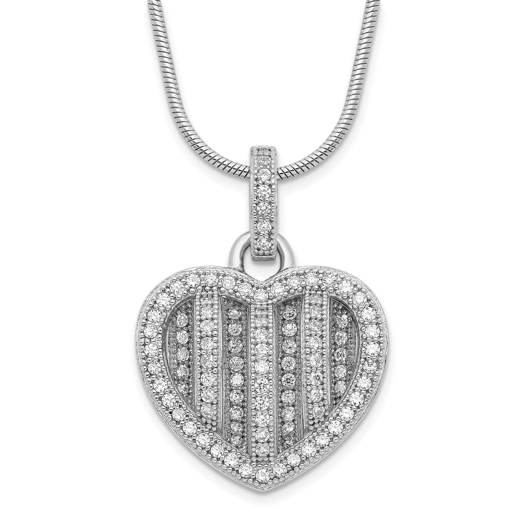 Sterling Silver Cubic Zirconia Heart Necklace