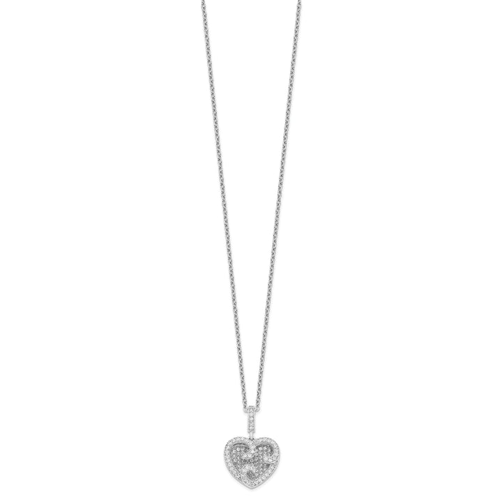 Sterling Silver Cubic Zirconia Heart Necklace