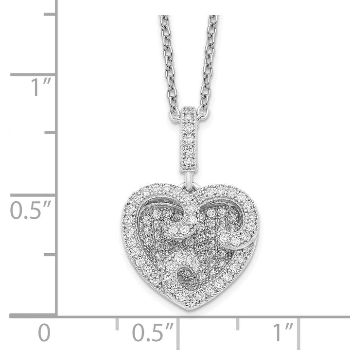 Sterling Silver Cubic Zirconia Heart Necklace