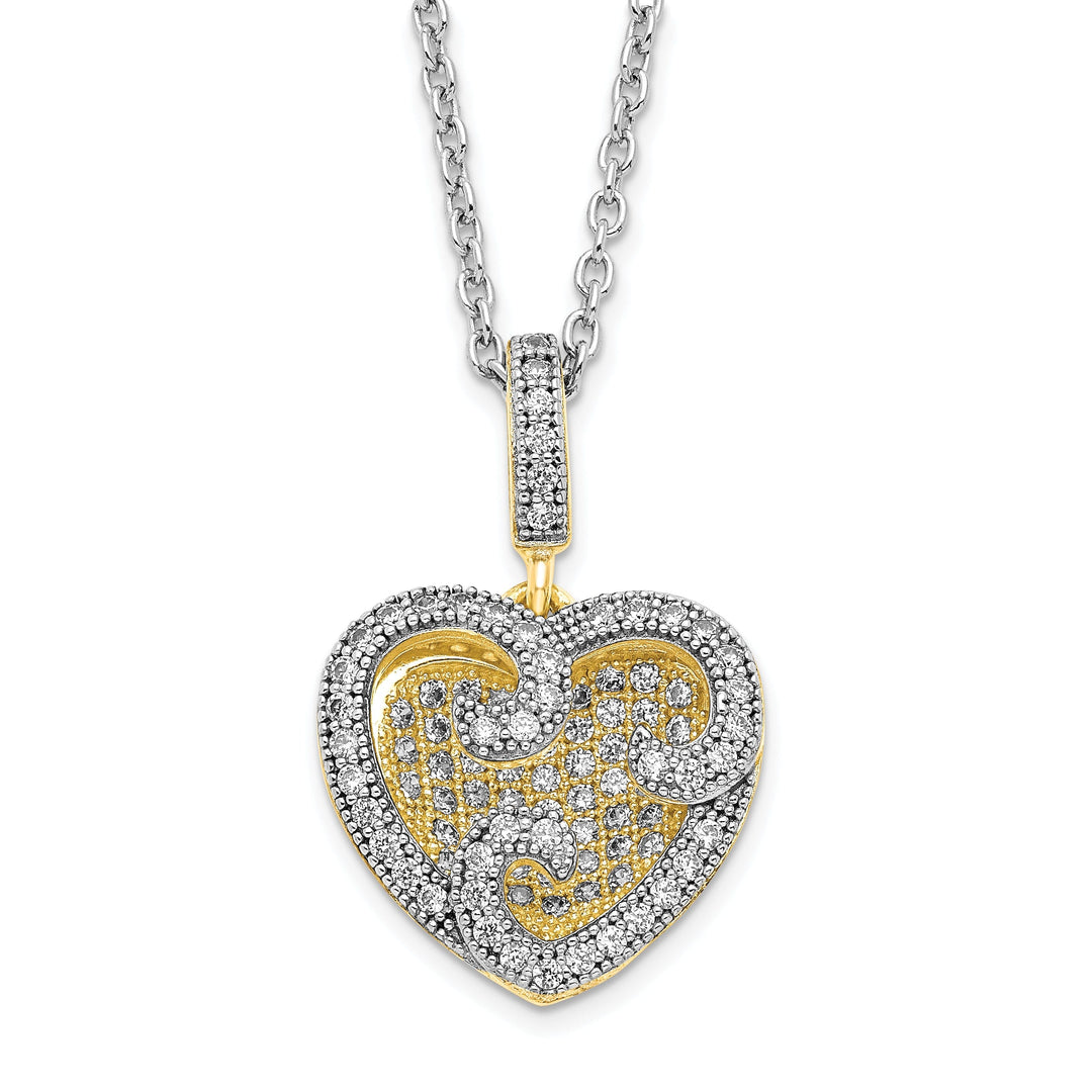 Sterling Silver Vermeil Cubic Zirconia Necklace