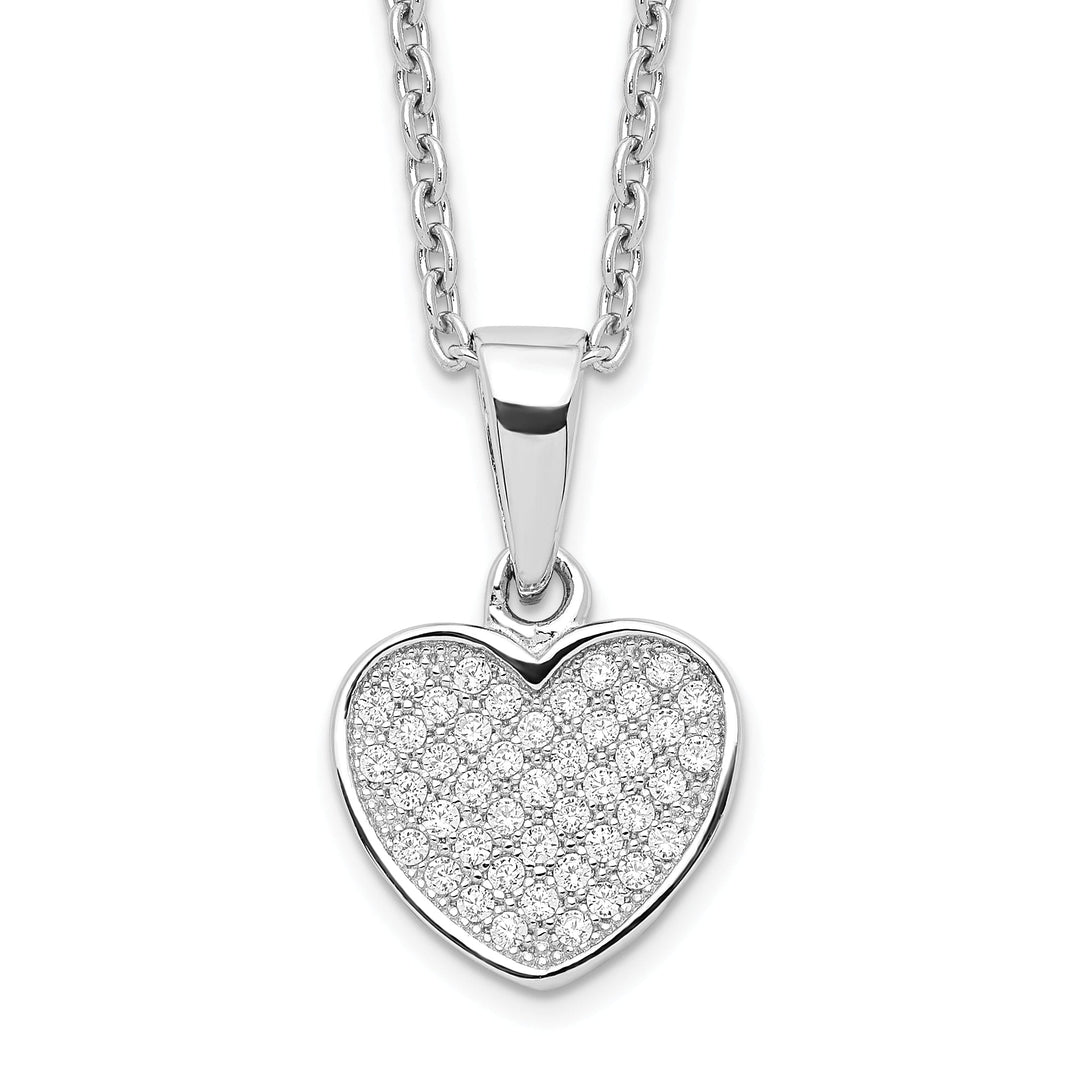 Sterling Silver Cubic Zirconia Heart Necklace