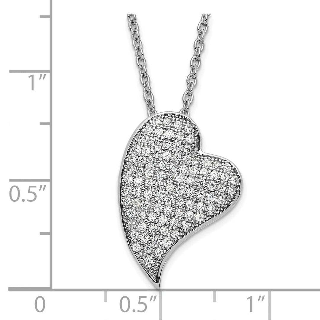 Sterling Silver C.Z Polished Heart Necklace
