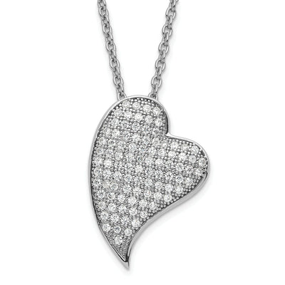 Sterling Silver C.Z Polished Heart Necklace