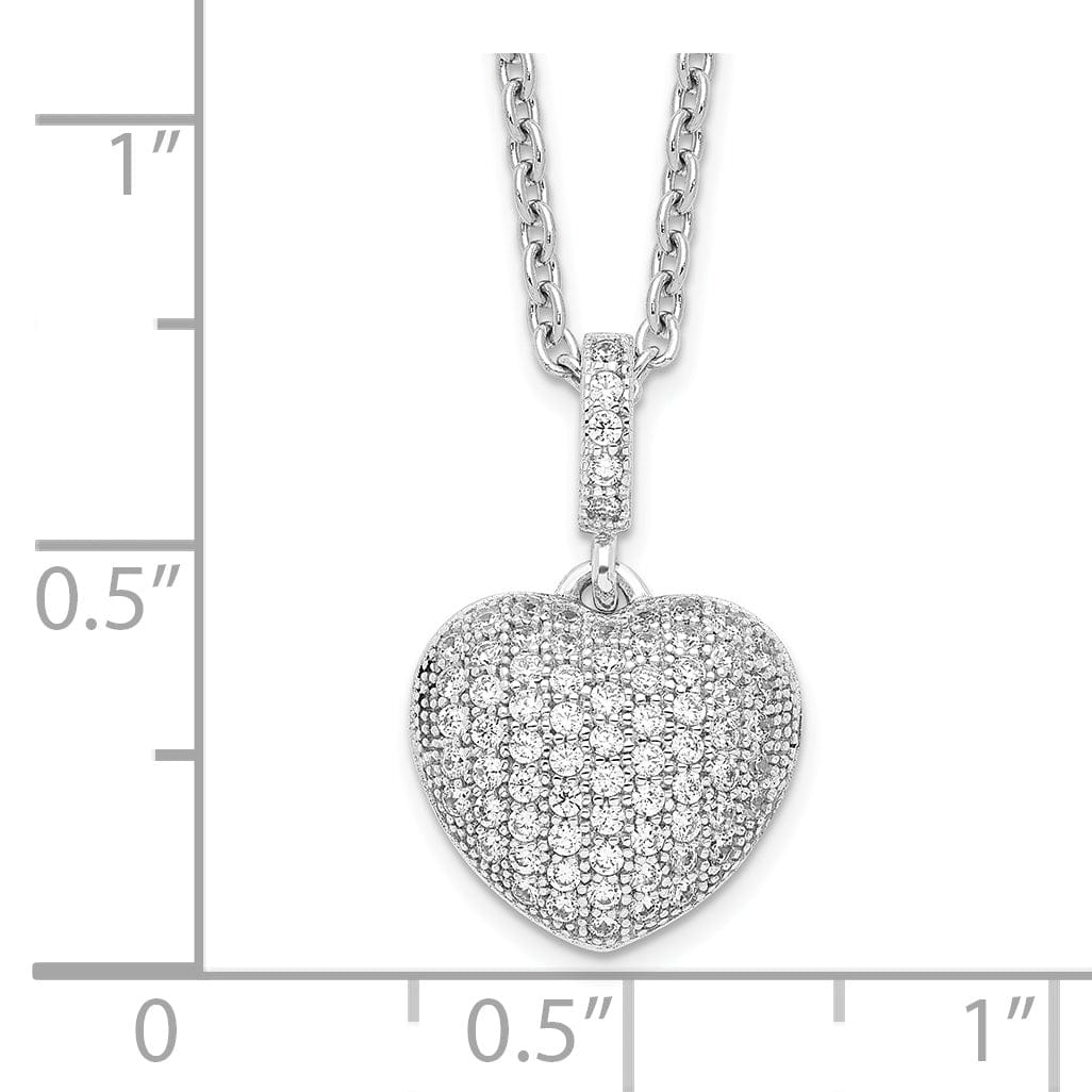 Sterling Silver Cubic Zirconia Heart Necklace