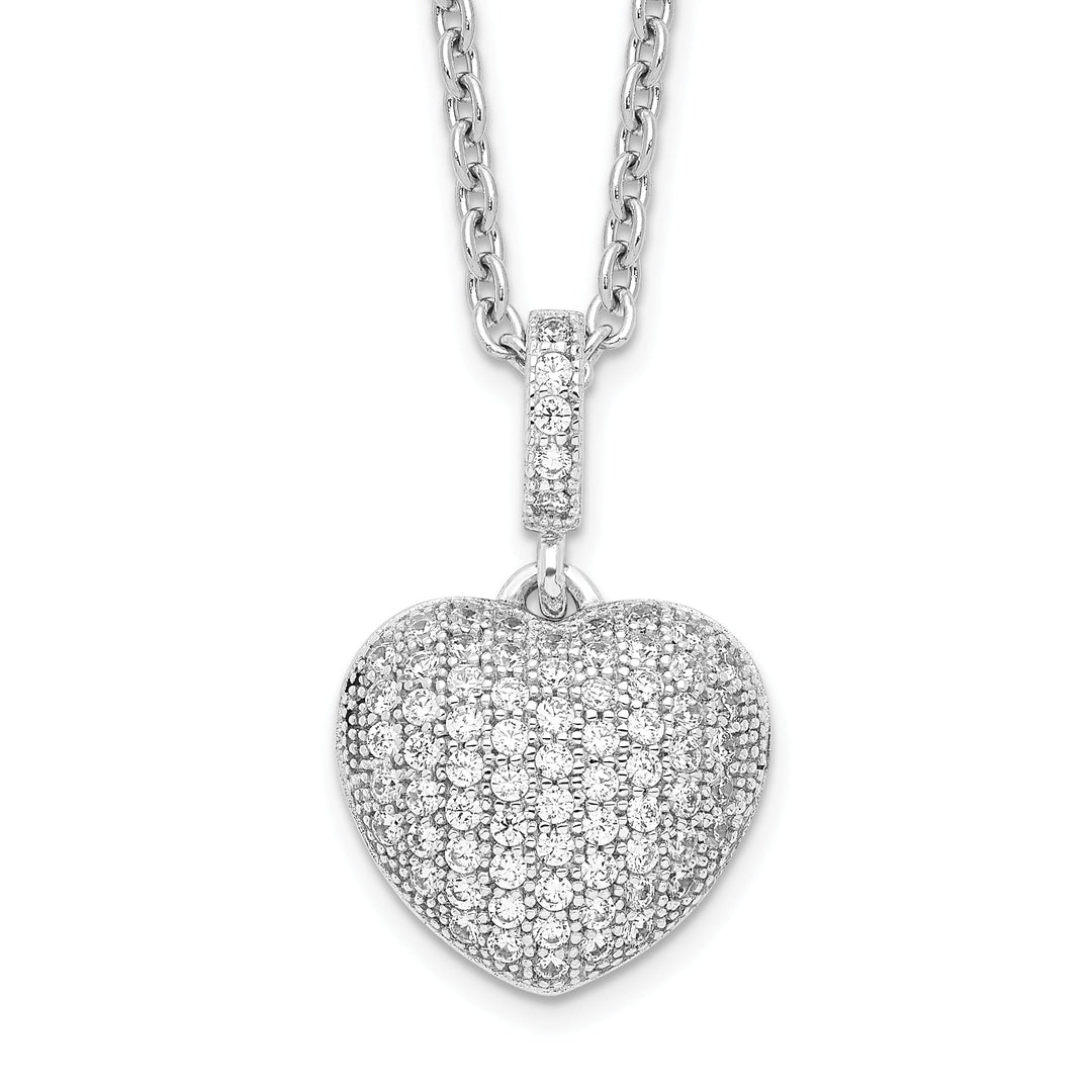 Sterling Silver Cubic Zirconia Heart Necklace