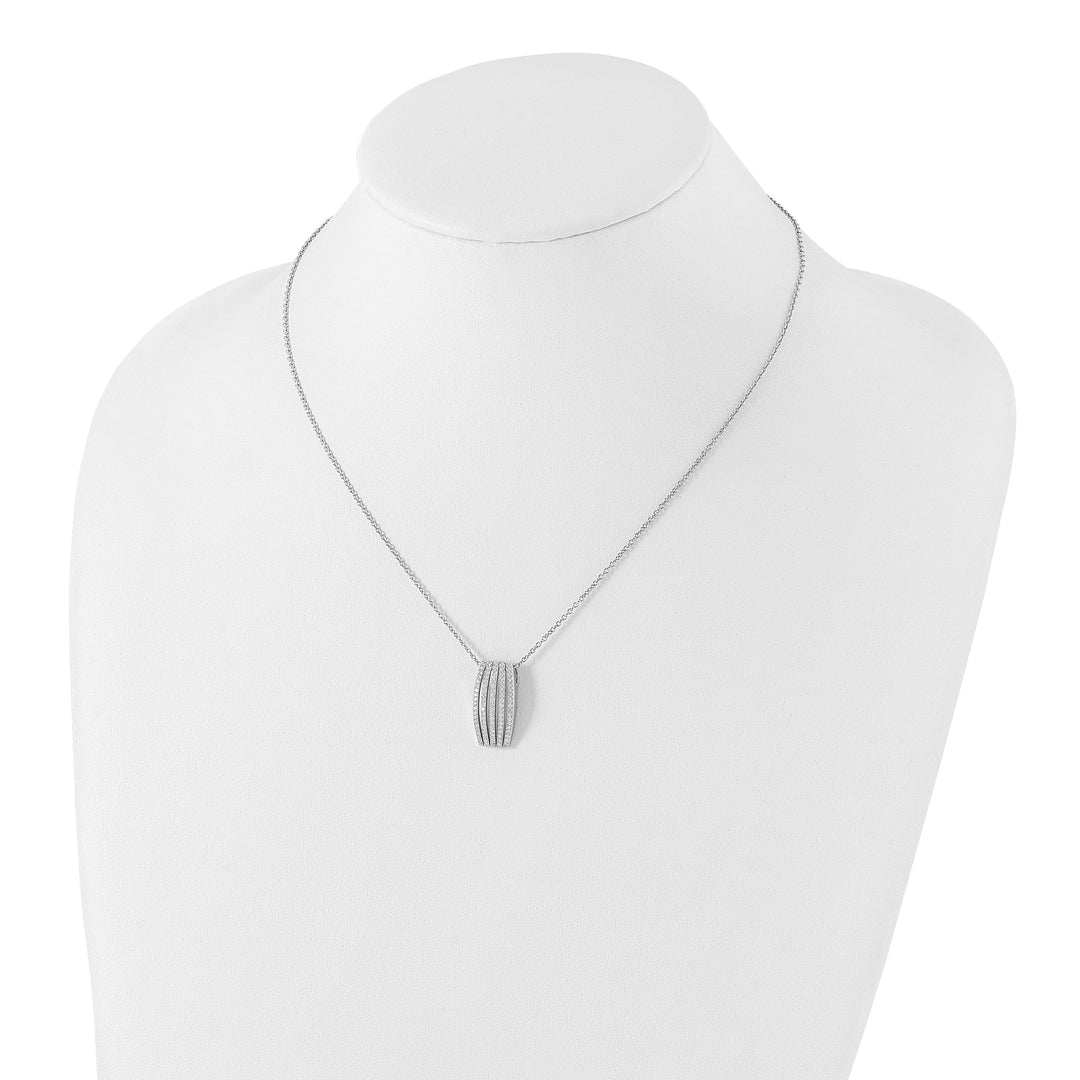 Sterling Silver Cubic Zirconia Polished Necklace