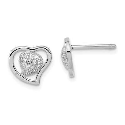 Sterling Silver Cubic Zirconia Heart Earrings at $ 16.8 only from Jewelryshopping.com