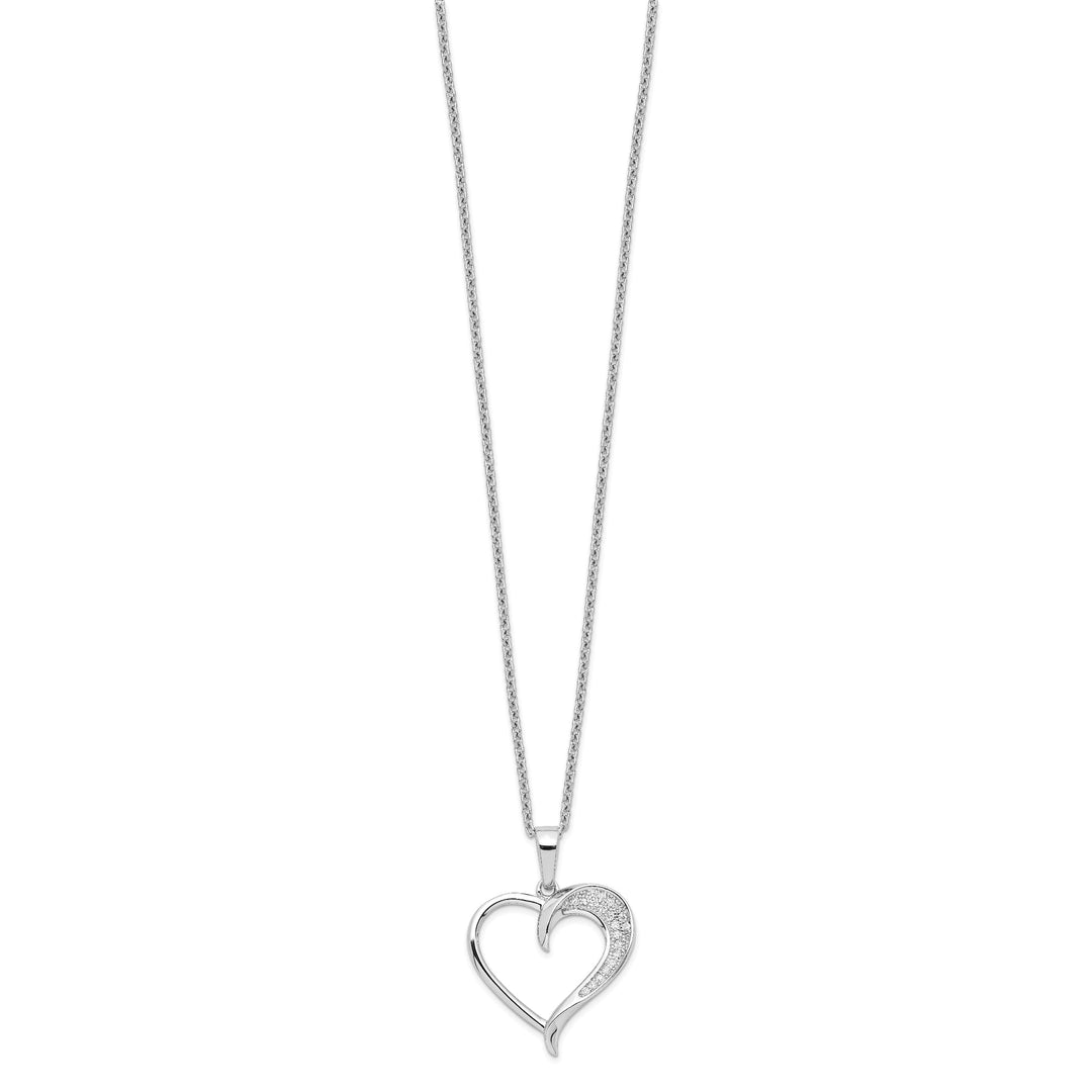 Sterling Silver Cubic Zirconia Heart Necklace