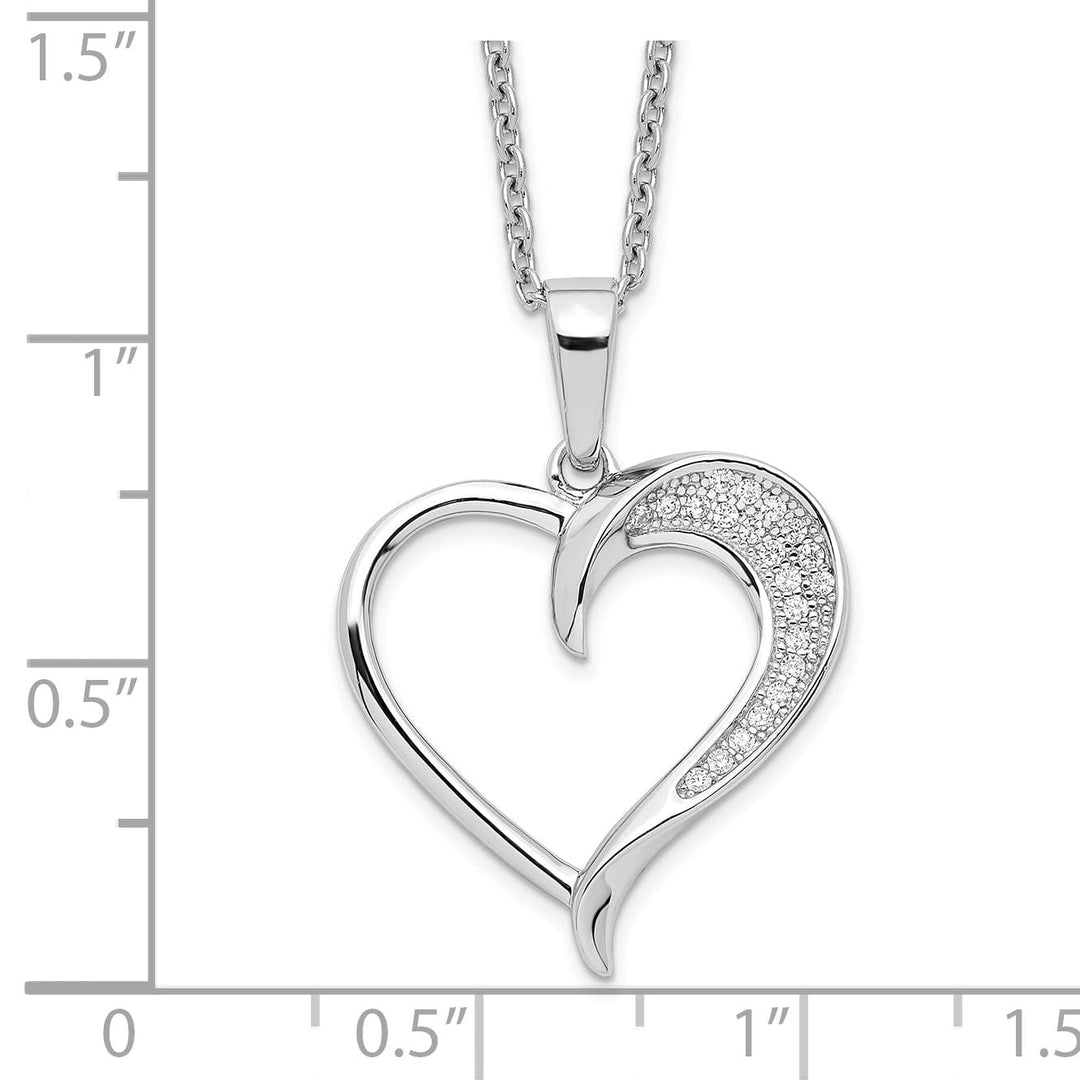 Sterling Silver Cubic Zirconia Heart Necklace