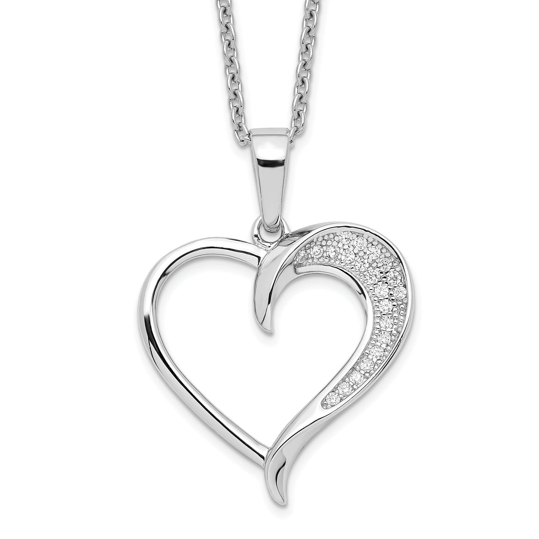 Sterling Silver Cubic Zirconia Heart Necklace