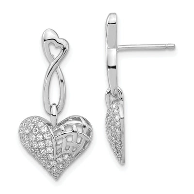 Sterling Silver Cubic Zirconia Heart Earrings at $ 37.8 only from Jewelryshopping.com