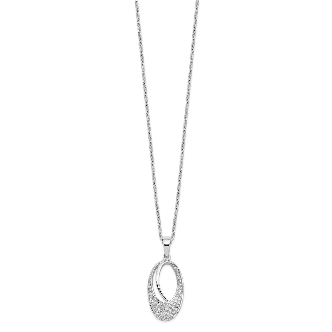 Sterling Silver Cubic Zirconia Oval Necklace