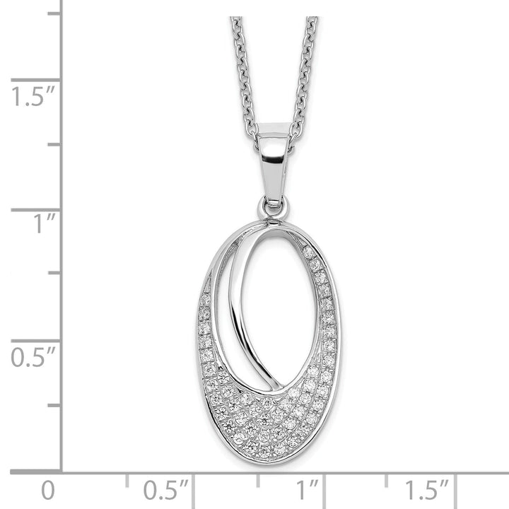 Sterling Silver Cubic Zirconia Oval Necklace