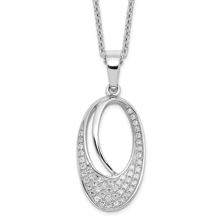 Sterling Silver Cubic Zirconia Oval Necklace